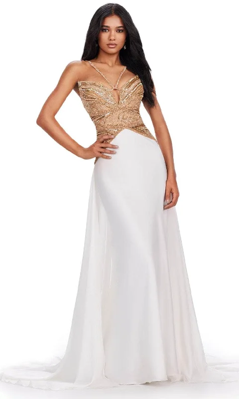 Ashley Lauren 11455 - Sequin Embellished Halter Prom Gown