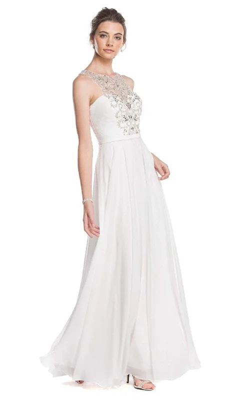 Aspeed Design - Bedazzled Illusion Halter Neck Prom Dress
