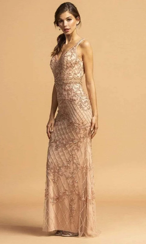 Aspeed Design - L2264 Rhinestone Bedazzled Sheath Dress