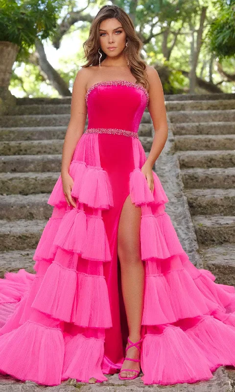 Ava Presley 38334 - Rhinestone Embellished Strapless Prom Dress