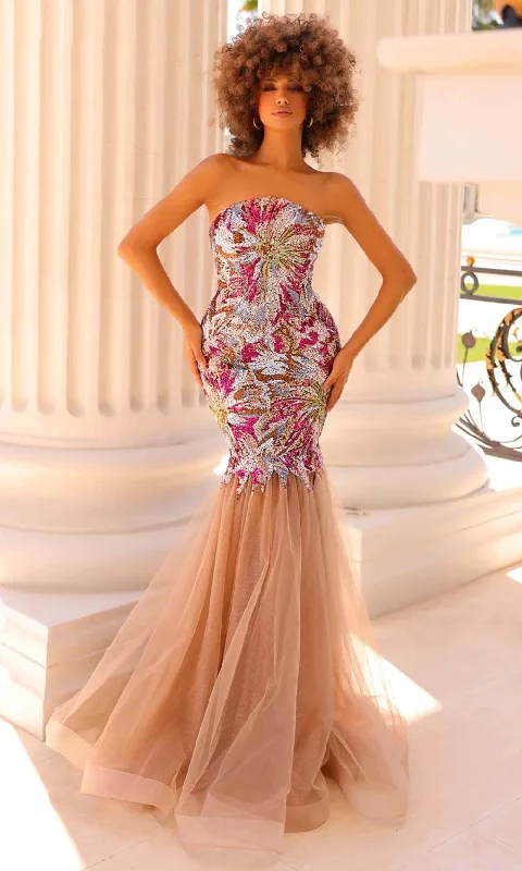 Clarisse 811050 - Multicolor Beaded Strapless Prom Gown