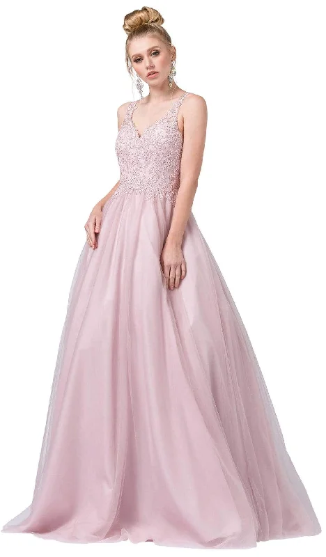 Dancing Queen - 2626 Embroidered V-neck Ballgown