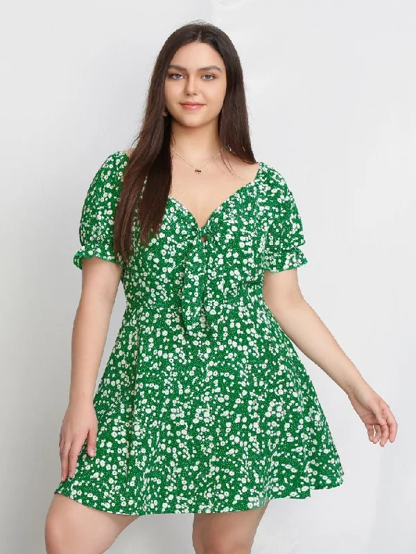 Ditsy Tie Milkmaid Dress