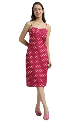 FOREVER 21 women's Polyester Classic Knee-Length Dress (601276_Pink