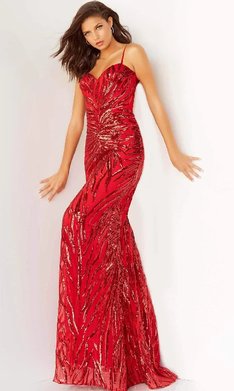 Jovani - 08481 Sequin Tie-Back Plus Size Prom Sheath Gown