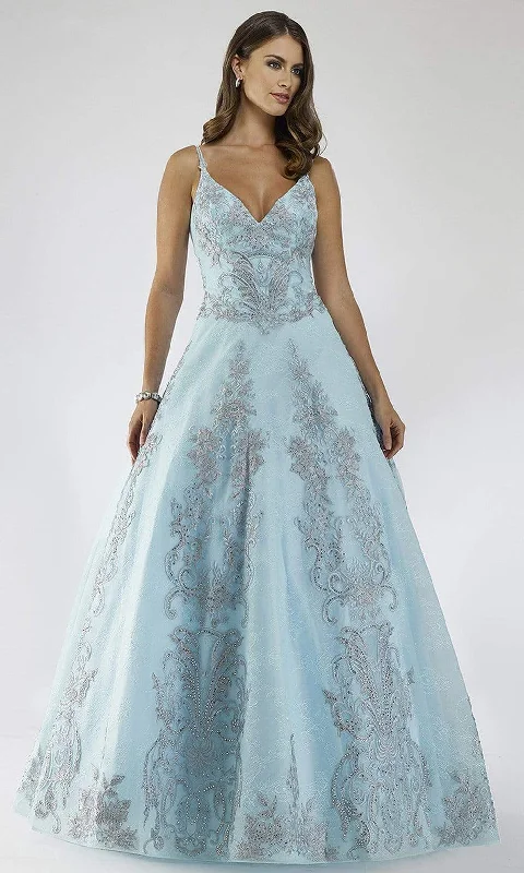 Lara Dresses - 29681 Lace Plunging V-neck Ballgown