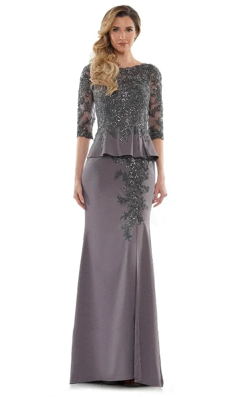 Marsoni by Colors - Jewel Neck Peplum Formal Dress MV1124