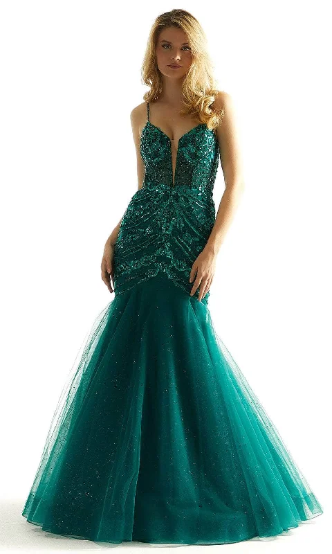 Mori Lee 49014 - Plunging Beaded Prom Dress