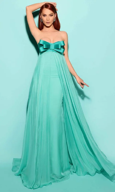 Tarik Ediz 53183 - Bow Accent Sweetheart Evening Gown
