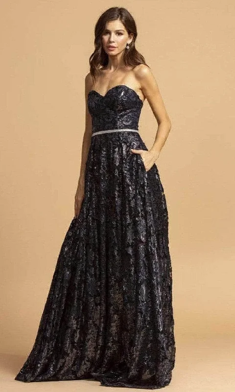 Trevi Collection - D321 Sweetheart Jacquard Prom Gown