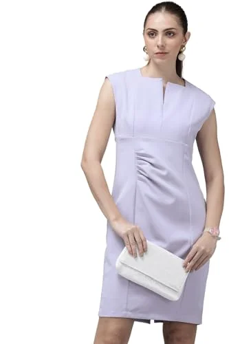 Van Heusen women's Polyester Blend Modern Knee-Length Dress (VWDRFRGFD20834_Purple