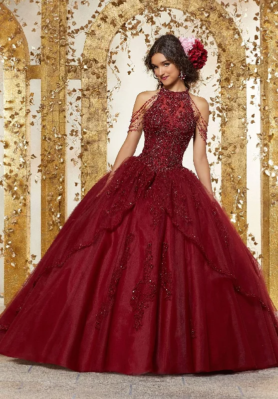 Vizcaya by Mori Lee - 89227 Crystal Beaded Halter Neck Tulle Ballgown