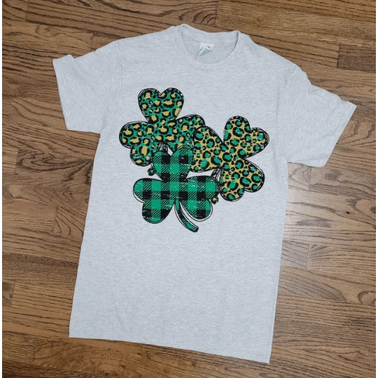 3 clovers t-shirt Satin Fabric Silk Fabric Chiffon Fabric
