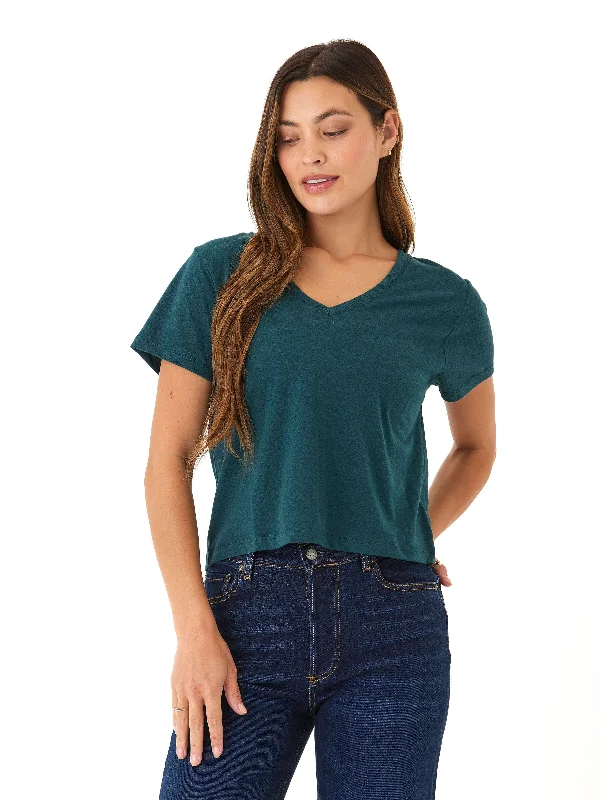 Ada Triblend V-Neck Tee Cotton Fabric Linen Fabric Terry Fabric