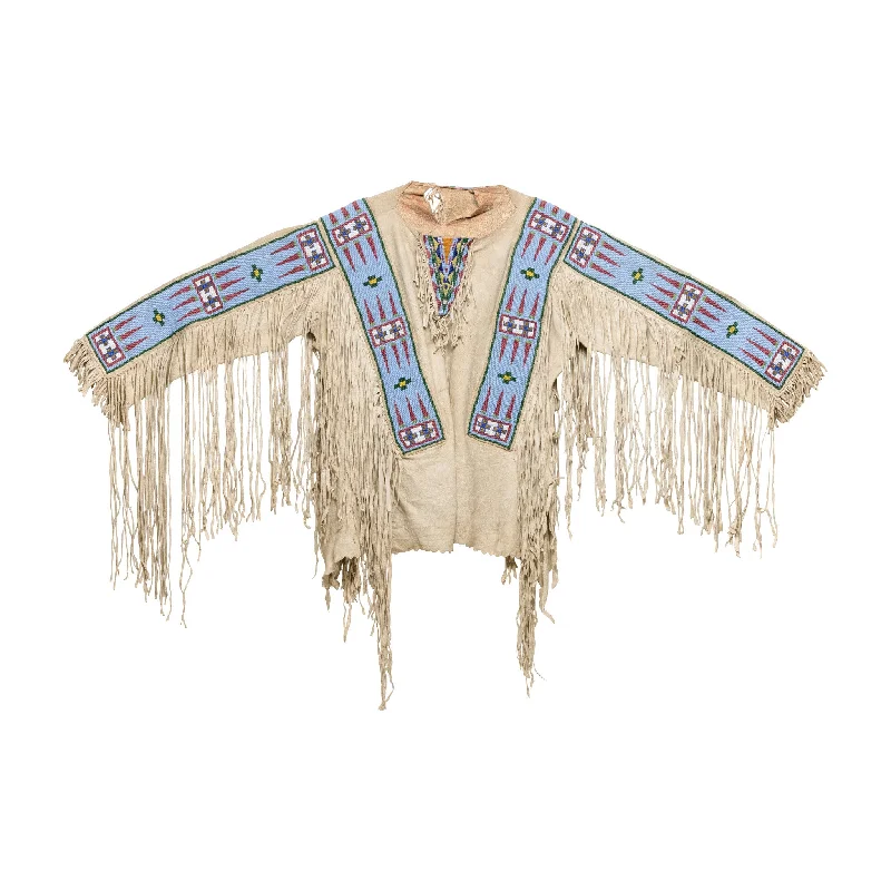 Assiniboine War Shirt V-Neck T-Shirt Long Sleeve Cotton