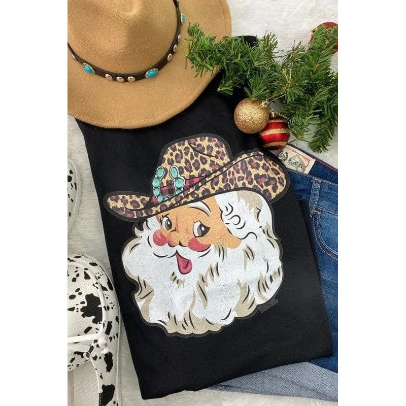 Leopard Hat Santa T-shirt Chenille Brocade Lace