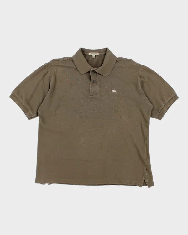 Burberry Khaki Polo Shirt - M Lace Blend Ribbed Blend Corduroy Blend