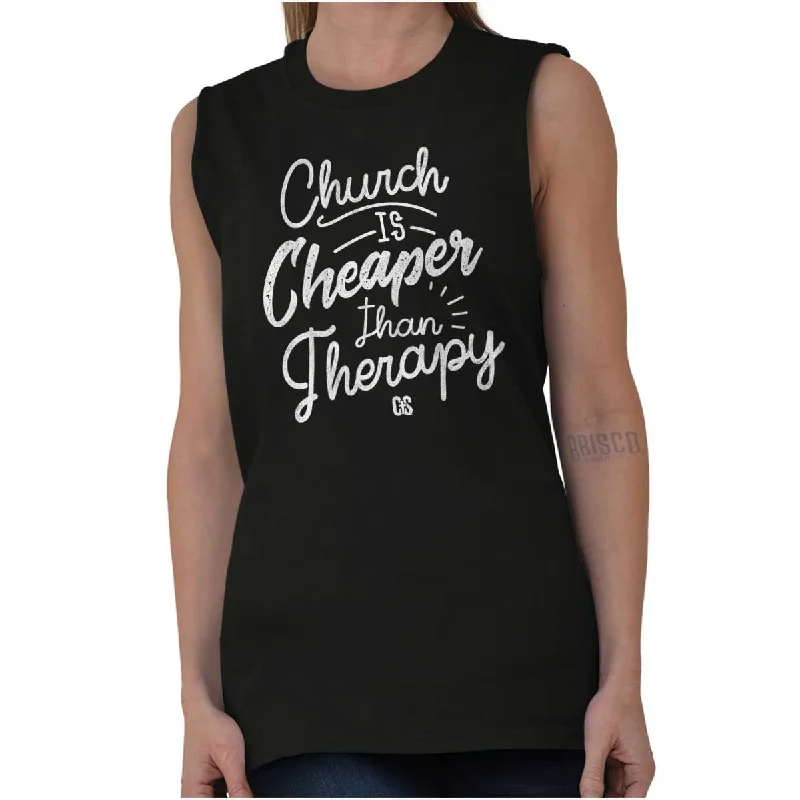 Church Therapy Sleeveless T Shirt Chenille Blend Fleece Blend Nylon Blend