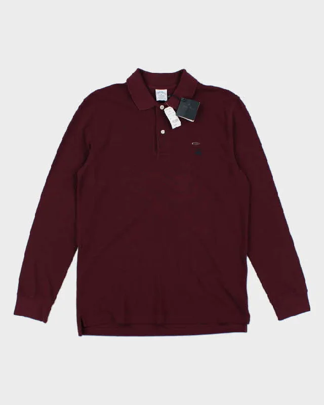 Deadstock Brooks Brother's Long Sleeve Polo Shirt - M Houndstooth Herringbone Solid