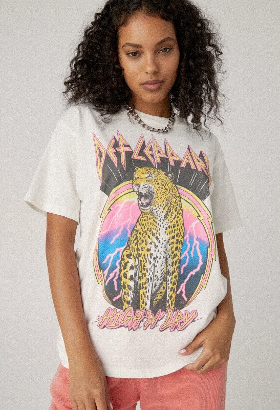 DEF LEPPARD HIGH N DRY WEEKEND TEE Denim Fabric Leather Fabric Suede Fabric