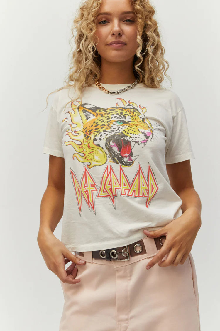 DEF LEPPARD TNT PYROMANIA '83 RINGER TEE Rayon Velvet Corduroy