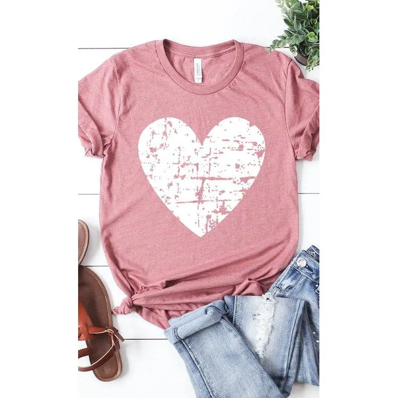 Distressed heart graphic tee Chenille Fabric Brocade Fabric Lace Fabric