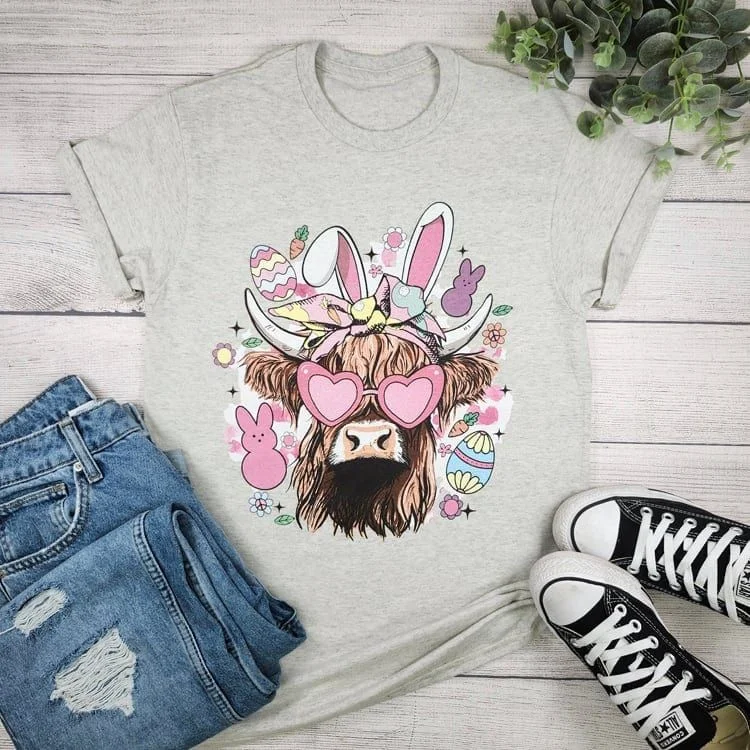 Eastern Highland Cow T-shirt Cotton Fabric Linen Fabric Terry Fabric