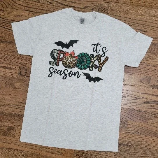 It's spooky season tee Denim Fabric Leather Fabric Suede Fabric