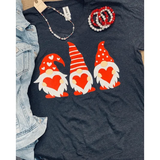 Gnome Valentine t-shirts Graphic Embroidered Appliqued