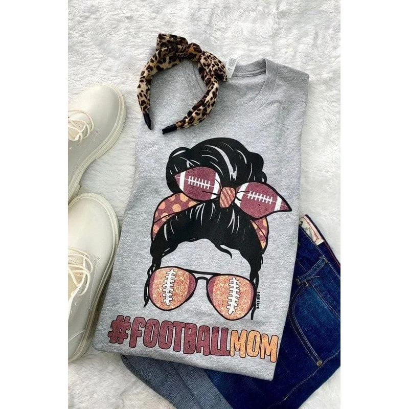 Hashtag Football Mom T-shirt Silk Blend Satin Velvet