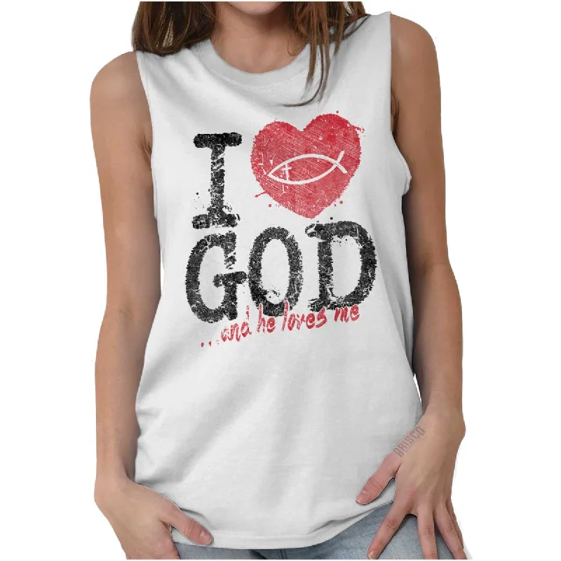 I Love God Sleeveless T-Shirt Hooded Caped Shawl Collar