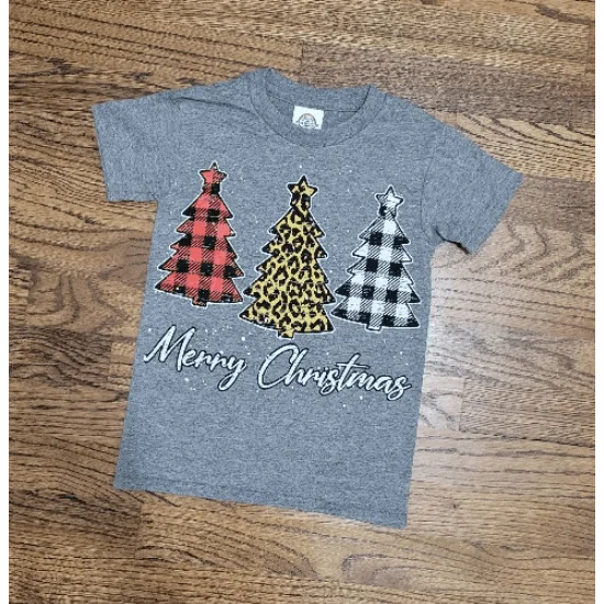 Leopard and plaid trees youth tees Asymmetrical Pockets Print