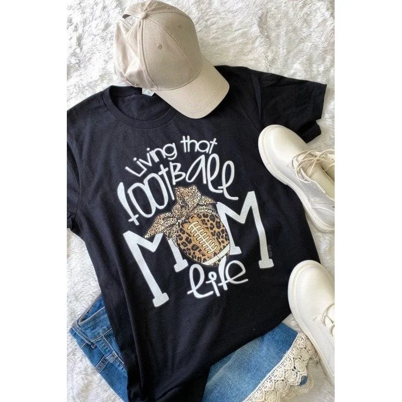 Living that football mom life t-shirt Striped Floral Plaid