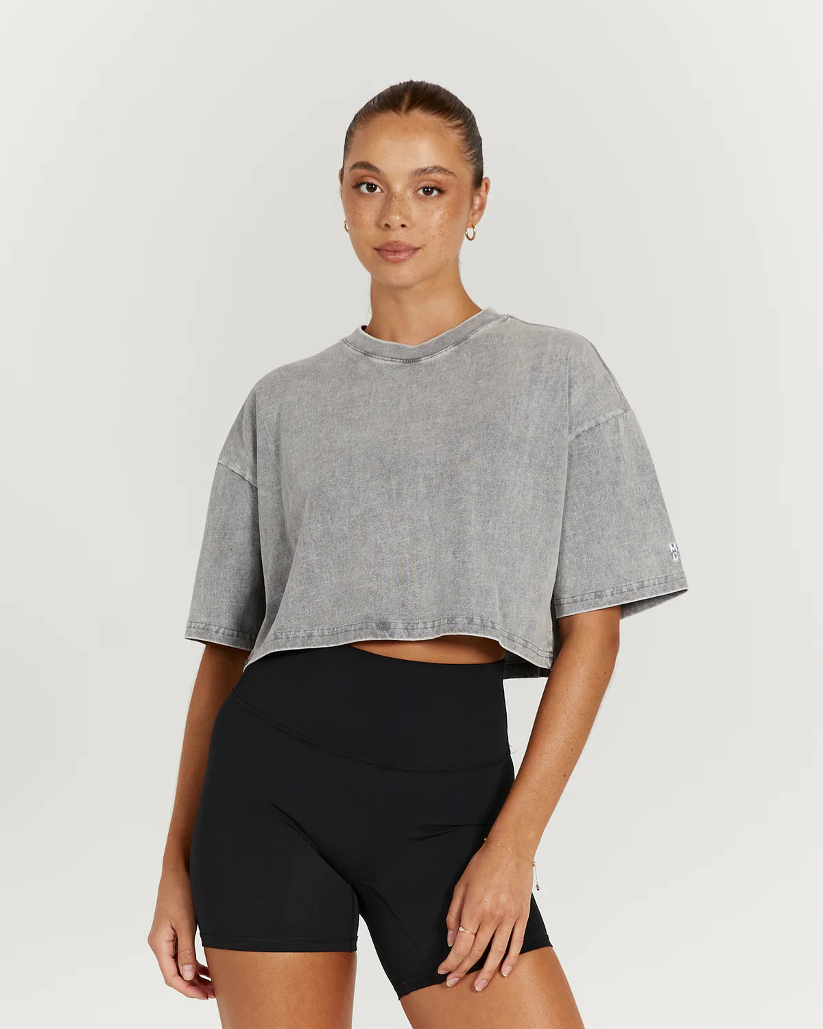 Muscle Republic | Essentials Cropped Tee - Faded Grey Chenille Blend Fleece Blend Nylon Blend Muscle Republic | Essentials Cropped Tee - Faded Grey Chenille Blend Fleece Blend Nylon Blend