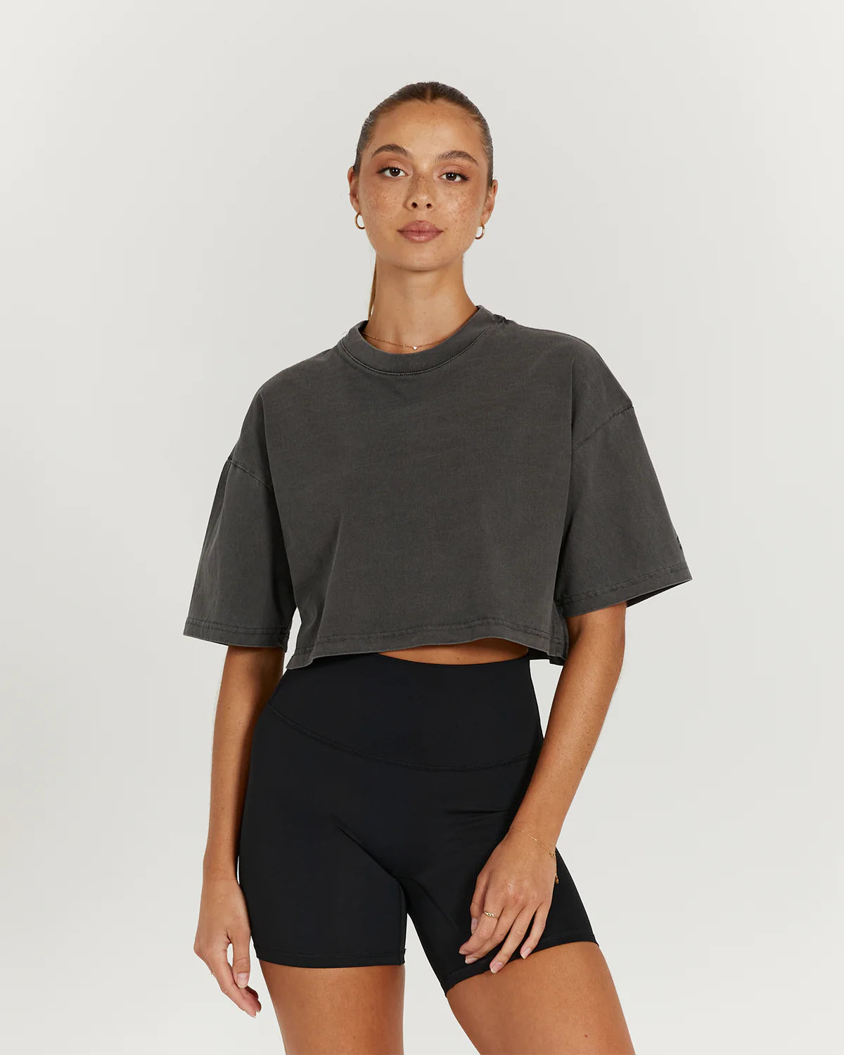 Muscle Republic | Essentials Cropped Tee - Faded Onyx Plaid T-Shirt Polka Dot Checkered Muscle Republic | Essentials Cropped Tee - Faded Onyx Plaid T-Shirt Polka Dot Checkered