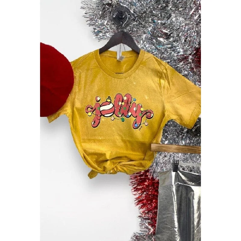 Mustard Jolly Ornament T-Shirt Collared Crew Neck Turtle Neck