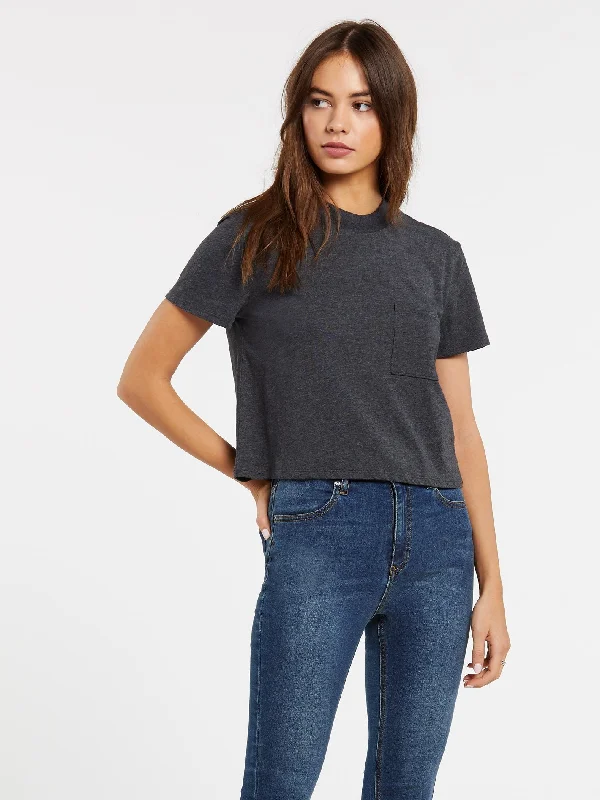 Pocket Stone T-shirt - HEATHER BLACK Rayon Velvet Corduroy