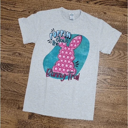 Poppin Bunny T-Shirt Collared T-Shirt Boat Neck A-Line