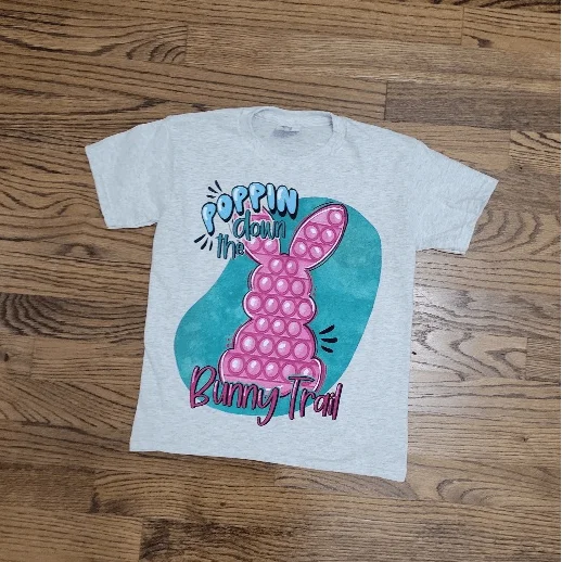 Poppin Bunny Youth T-shirt Embroidered Appliqued Beaded