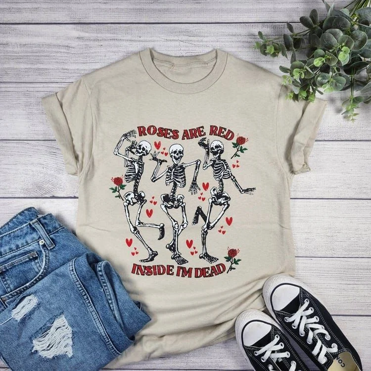 Roses Are Red Inside I'm Dead T-shirt Polka Dot Checkered Tartan