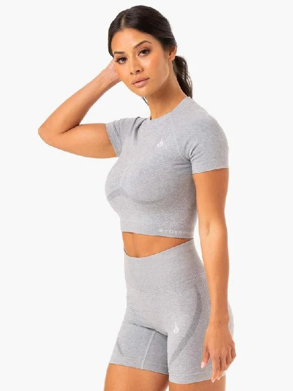 Ryderwear | Sculpt Seamless T-Shirt - Grey Marl Fitted T-Shirt Seamless Stretchy