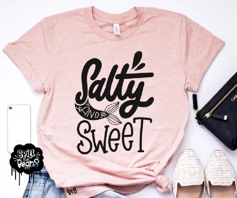 Salty and Sweet Mermaid Adult Shirt Striped Floral Plaid