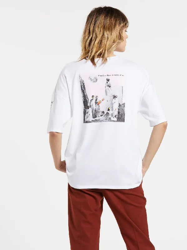 Schnips T-shirt - WHITE Solid Print Embellished