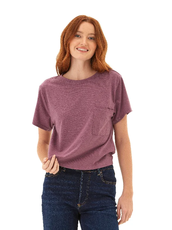 Shelbie Triblend Jersey Pocket Tee Mesh Blend Leather Blend Suede Blend