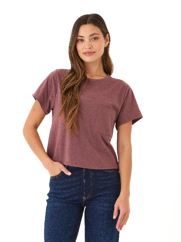 Shelbie Triblend Jersey Pocket Tee Zippered Front Buttoned Front Snap Front