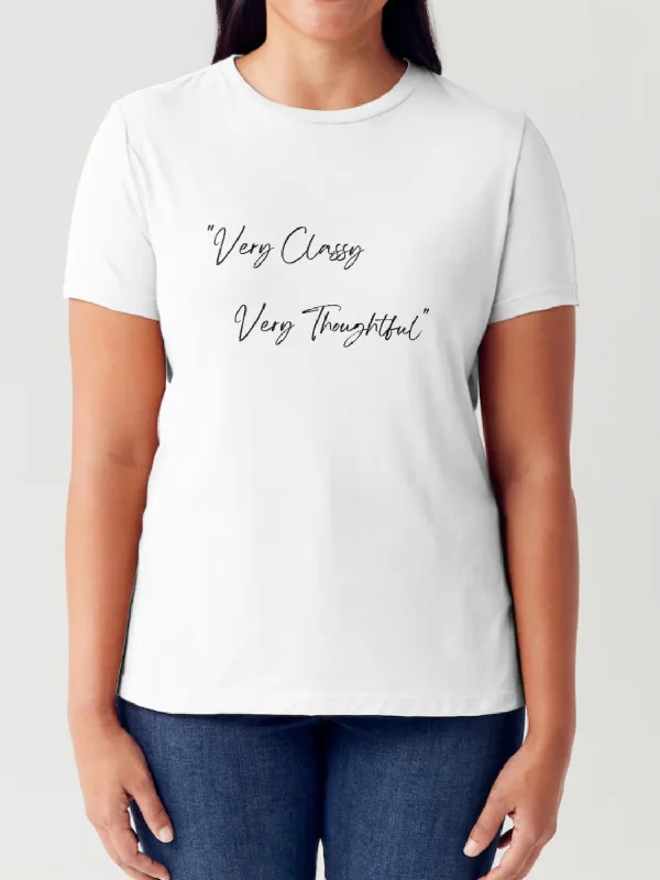 Simply Love Full Size VERY CLASSY VERY THOUGHTFUL Letter Graphic Short Sleeve Tubular T-Shirt Rayon Fabric Velvet Fabric Corduroy Fabric