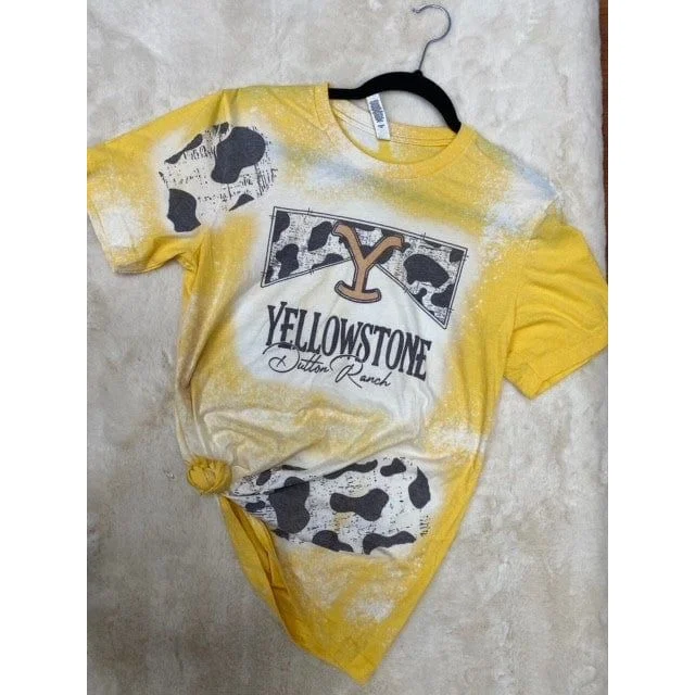 Smokin yellowstone cowhide tee Striped Floral Plaid
