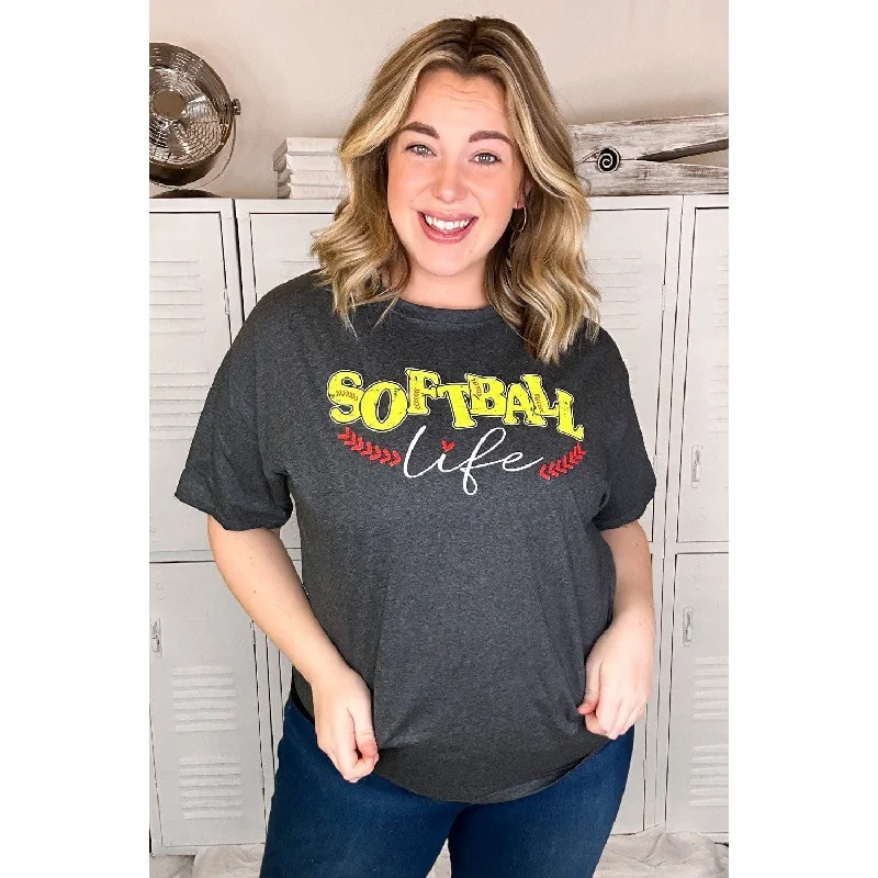 Softball Life Graphic T-shirt Print Jacquard Patchwork