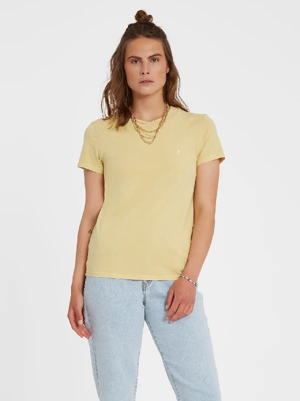 Solid Stone Emb T-shirt - WHEAT Collared Crew Neck Turtle Neck