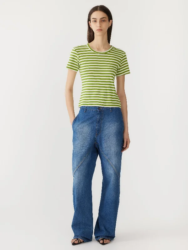 stripe slim rib baby t.shirt Hooded Caped Shawl Collar